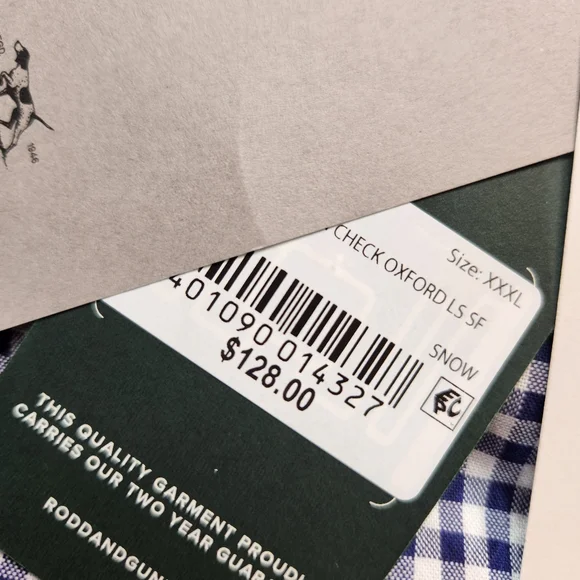 Rodd & Gunn NWT LS Superfine Gunn Check Oxford Shirt. 3X - Picture 5 of 16